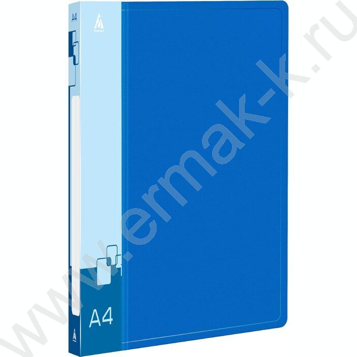 Папка с бок.прижимом синяя 0,7мм карман внутренний и торцевой | Фото 1