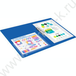 Папка с бок.прижимом синяя 0,7мм карман внутренний и торцевой | Фото 6