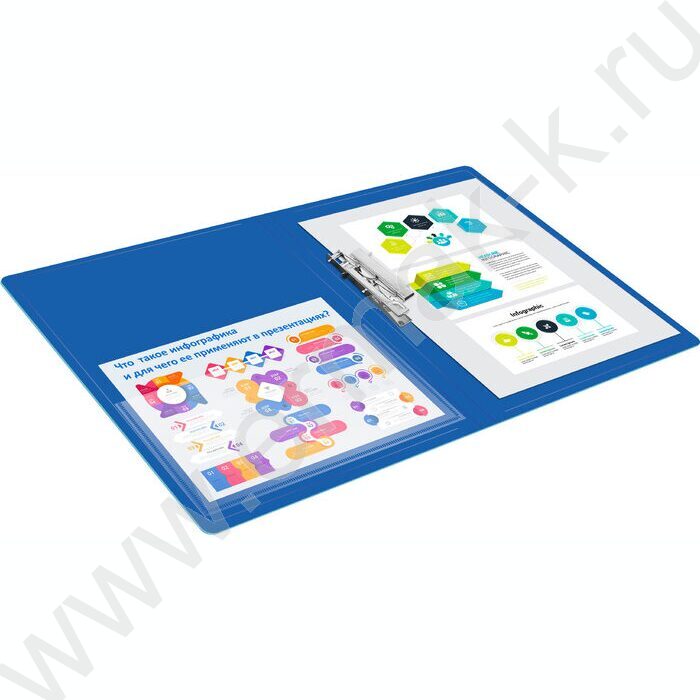 Папка с бок.прижимом синяя 0,7мм карман внутренний и торцевой | Фото 6