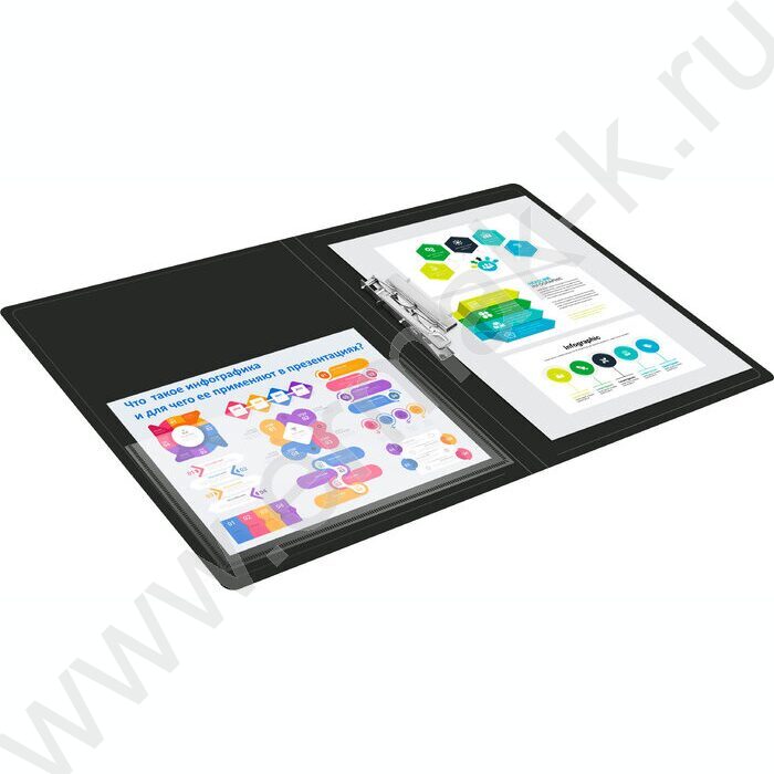 Папка с бок.прижимом черная 0,7мм карман внутренний и торцевой | Фото 6