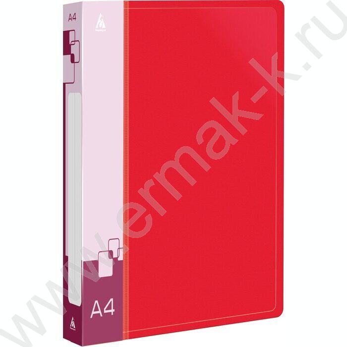 Папка 4 кольца 27мм красная 0,7мм карман внутренний и торцевой | Фото 1