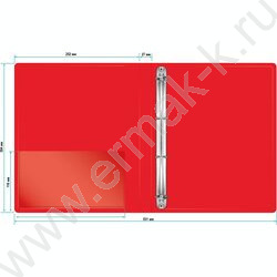 Папка 4 кольца 27мм красная 0,7мм карман внутренний и торцевой | Фото 4