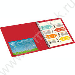 Папка 4 кольца 27мм красная 0,7мм карман внутренний и торцевой | Фото 6