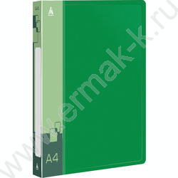 Папка 4 кольца 27мм зеленая 0,7мм карман внутренний и торцевой | Фото 1