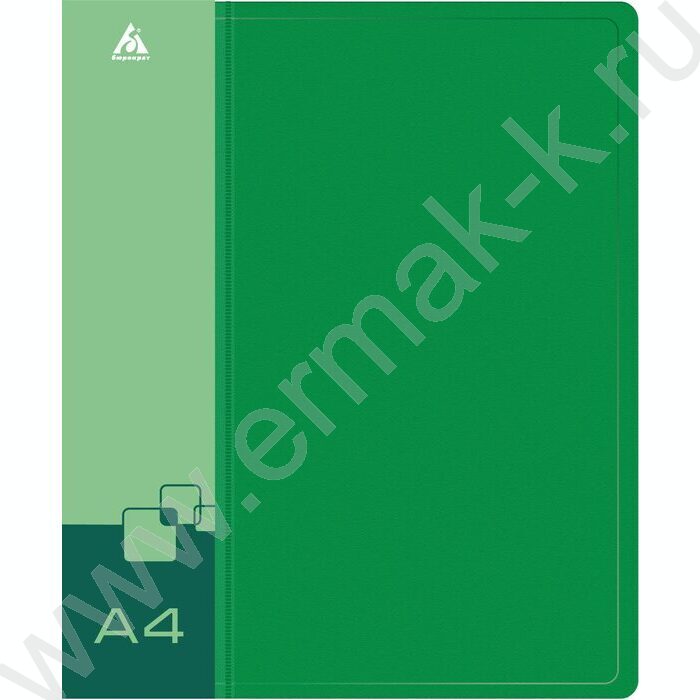 Папка 4 кольца 27мм зеленая 0,7мм карман внутренний и торцевой | Фото 2