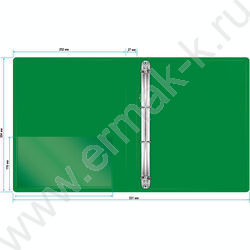 Папка 4 кольца 27мм зеленая 0,7мм карман внутренний и торцевой | Фото 5