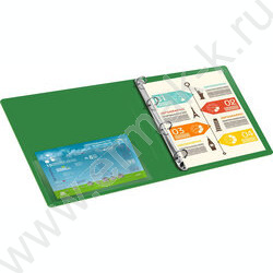 Папка 4 кольца 27мм зеленая 0,7мм карман внутренний и торцевой | Фото 6