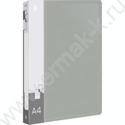 Папка 4 кольца 27мм серая 0,7мм карман внутренний и торцевой | Фото 1