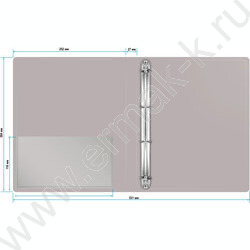 Папка 4 кольца 27мм серая 0,7мм карман внутренний и торцевой | Фото 4