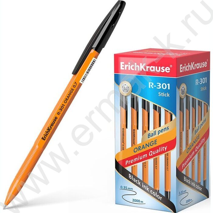 Ручка шар R-301 Stick Orange 0,7мм ШК черная | Фото 2