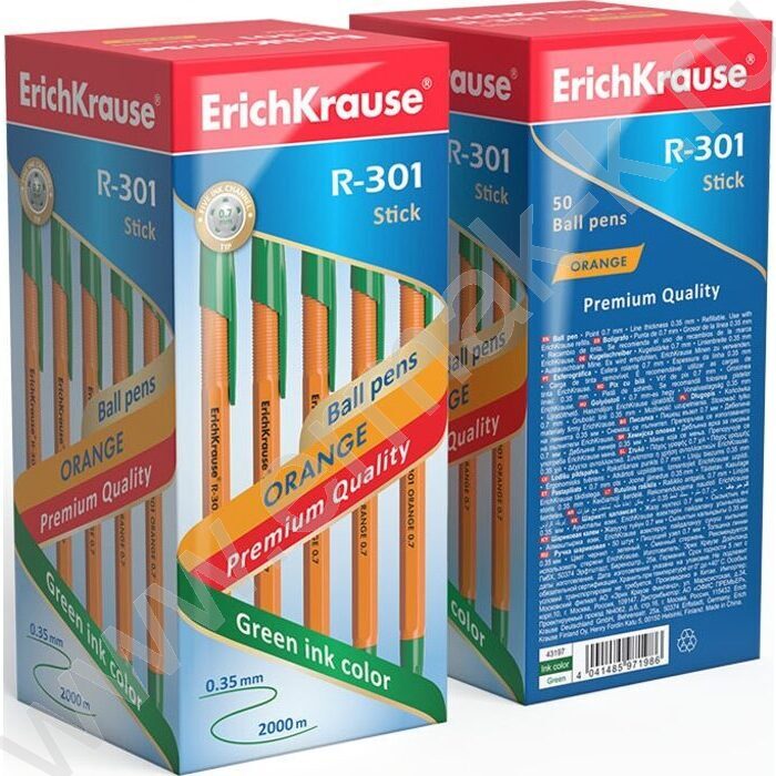 Ручка шар R-301 Stick Orange 0,7мм ШК зеленая | Фото 3