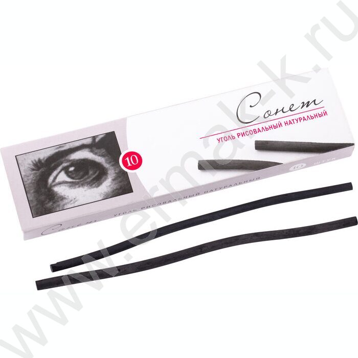 Уголь натуральный 10шт Сонет 170мм,D-4/8мм д/рисования | Фото 1