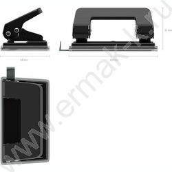 Дырокол  10л метал Quadro /линейка/ чёрный | Фото 3