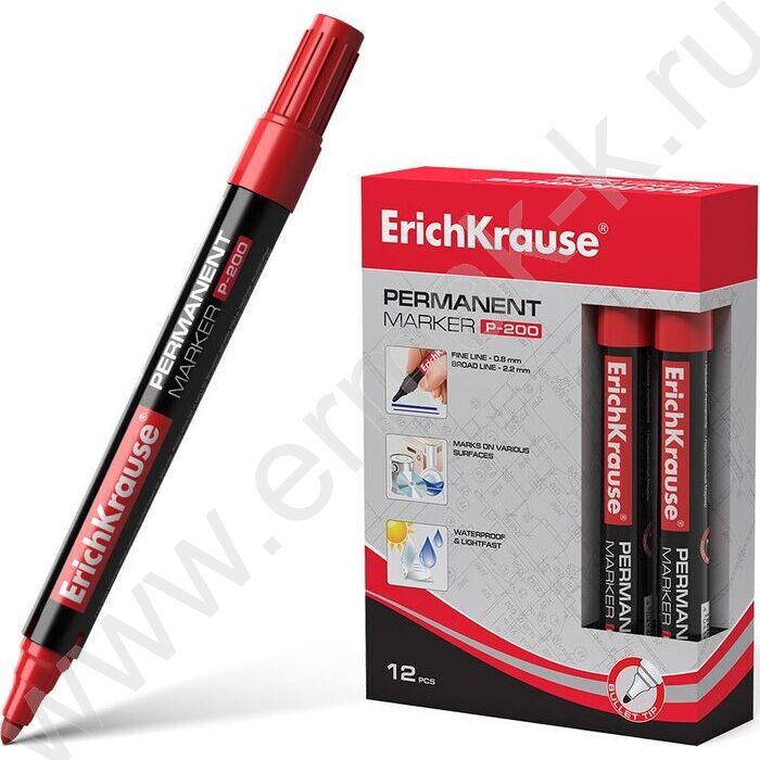 Маркер перм. /красный/ 1,5мм круг P-200   | Фото 2