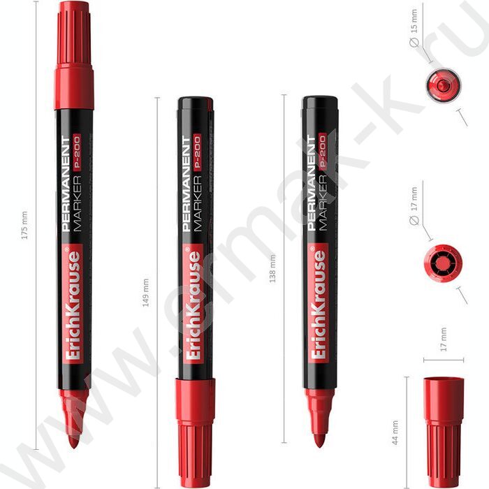 Маркер перм. /красный/ 1,5мм круг P-200   | Фото 4