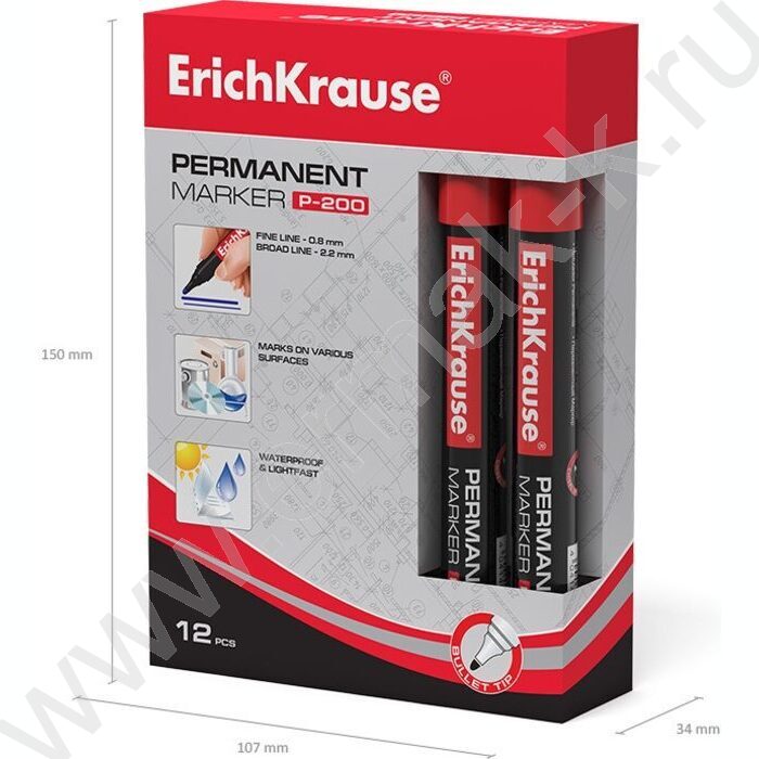 Маркер перм. /красный/ 1,5мм круг P-200   | Фото 5