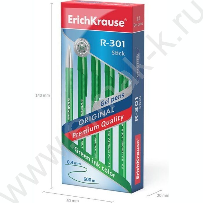 Ручка гелевая зеленая 0,5мм  R-301 Gel Stick Original | Фото 3