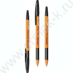 Ручка шар R-301 Stick&Grip Orange 0,7мм, черная с резин.держателем | Фото 1