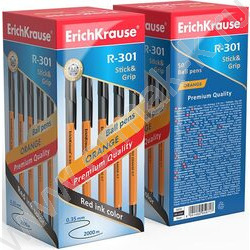 Ручка шар R-301 Stick&Grip Orange 0,7мм, черная с резин.держателем | Фото 3