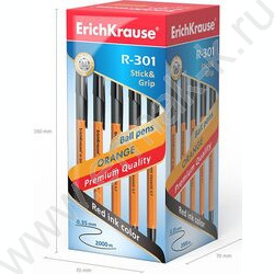 Ручка шар R-301 Stick&Grip Orange 0,7мм, черная с резин.держателем | Фото 5