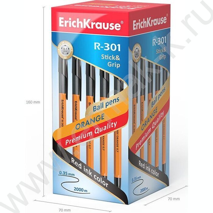 Ручка шар R-301 Stick&Grip Orange 0,7мм, черная с резин.держателем | Фото 5