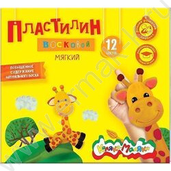 Пластилин восковой 12цв 180г Каляка-Маляка+стек | Фото 1