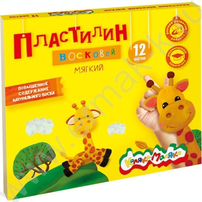 Пластилин восковой 12цв 180г Каляка-Маляка+стек | Фото 2