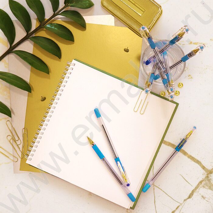 Ручка шар голубая 0,5мм на масл.основе "MC Gold" /резиновый держатель     | Фото 6