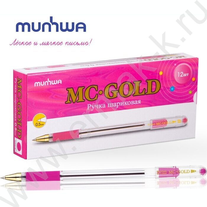 Ручка шар "MC Gold" на масл.основе розовая /резиновый держатель | Фото 5