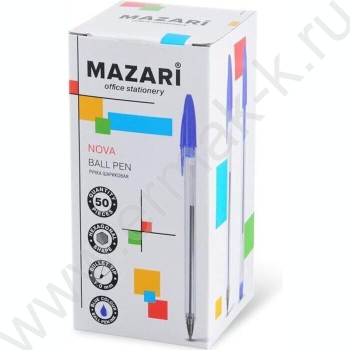 Ручка шар Nova синяя 1,0мм/шестигранный прозрачный корпус пл. | Фото 2