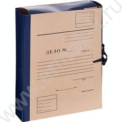 Папка архивная  80мм на завязках крафт с клапанами б/вин синий | Фото 1