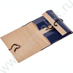 Папка архивная  80мм на завязках крафт с клапанами б/вин синий | Фото 2