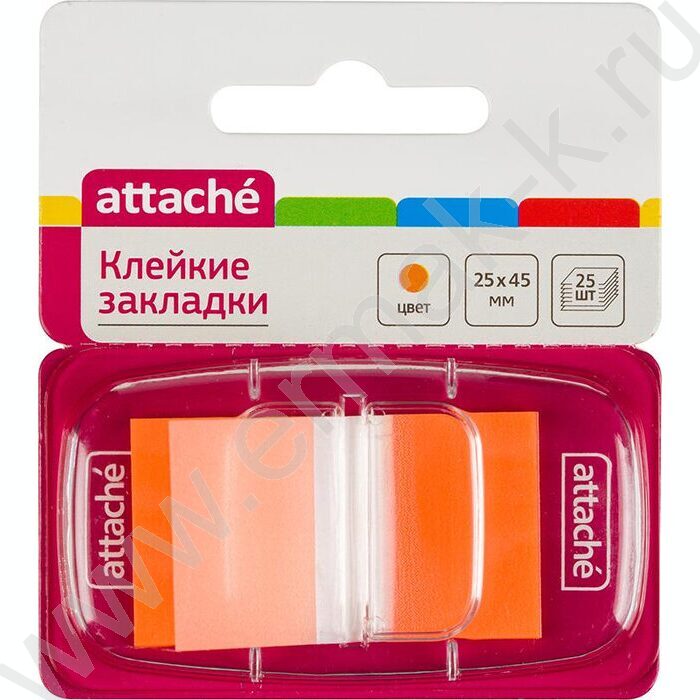 Набор самокл. этикеток-закладок 45*25мм 25шт /оранжевые пластиковые в диспенсере | Фото 2