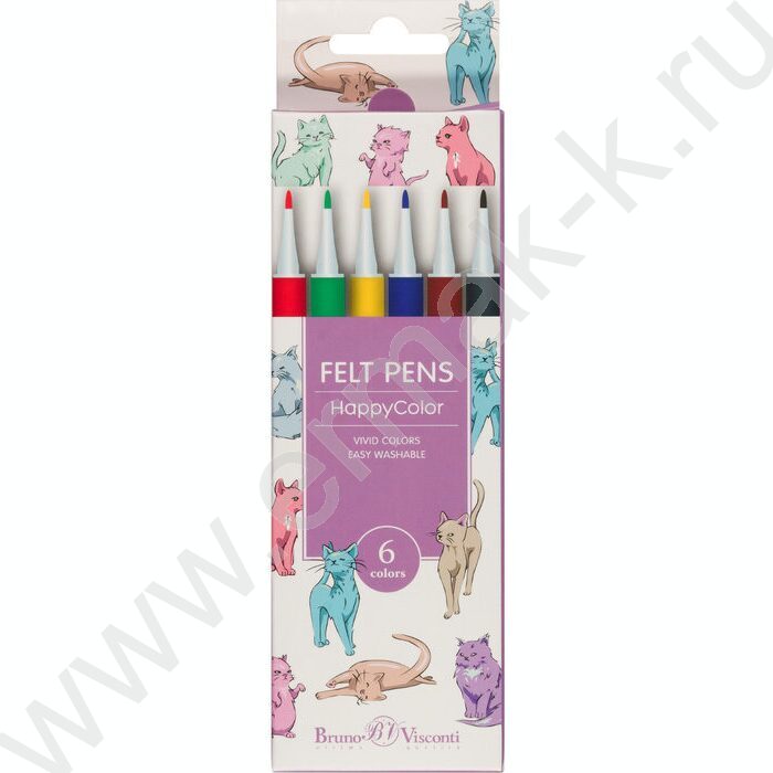Фломастеры   6цв Happycolor 2 вида | Фото 2