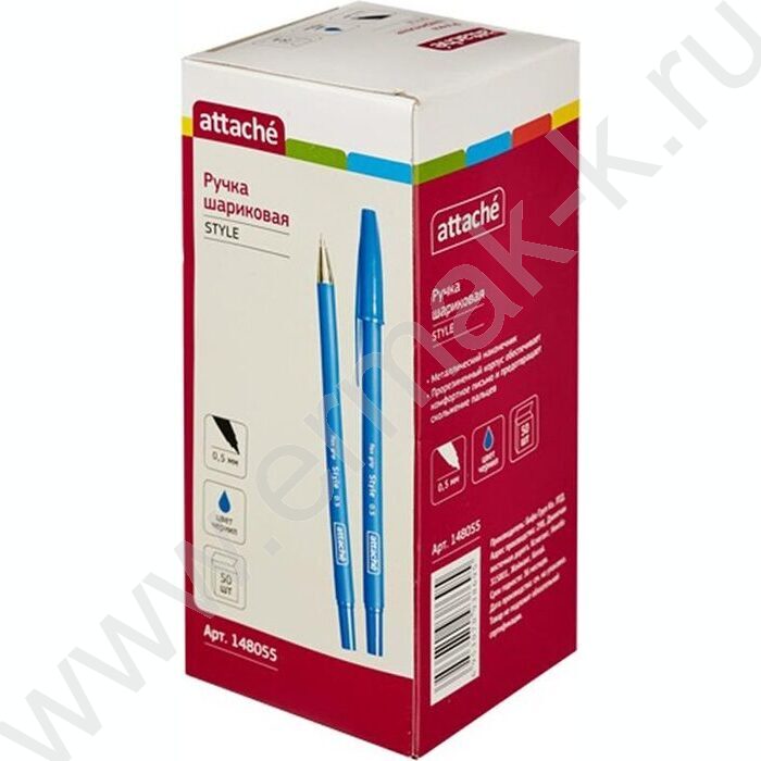 Ручка шар Attache Style 0,5мм синяя  прорезин.корп | Фото 7