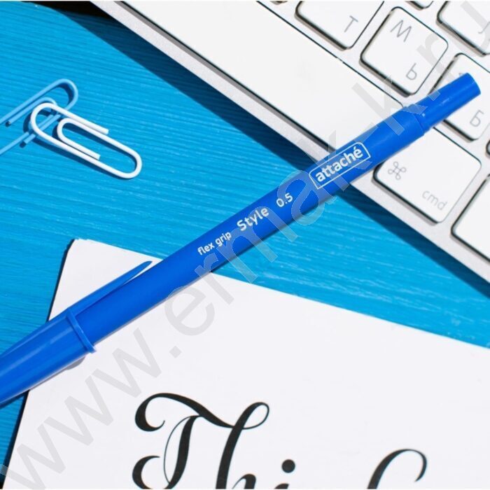 Ручка шар Attache Style 0,5мм синяя  прорезин.корп | Фото 8