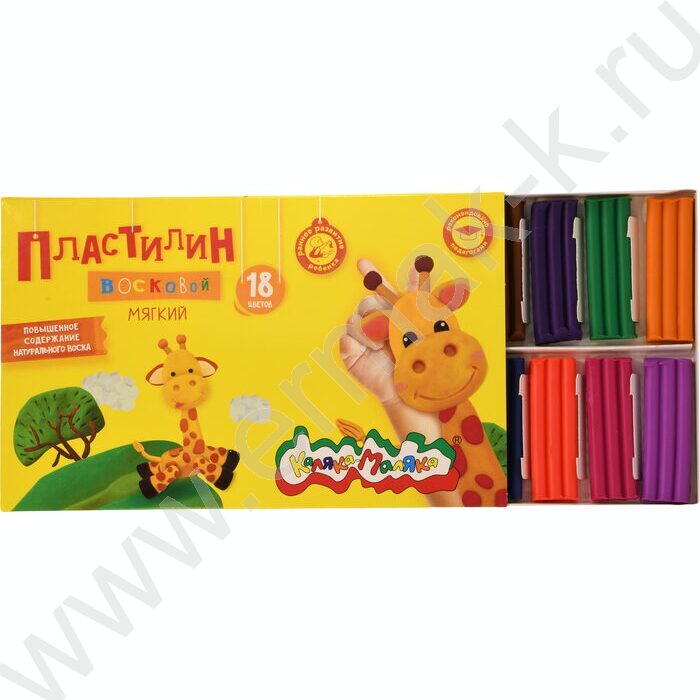 Пластилин восковой 18цв 270г Каляка-Маляка+стек | Фото 2