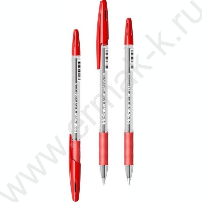 Ручка шар R-301 Stick&Grip Classic красная  1,0мм с резин.держателем | Фото 1