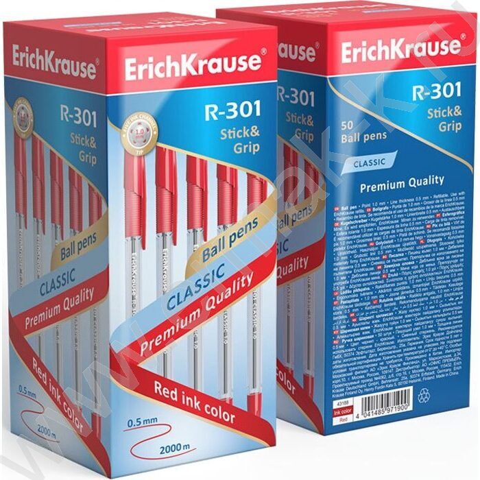 Ручка шар R-301 Stick&Grip Classic красная  1,0мм с резин.держателем | Фото 3
