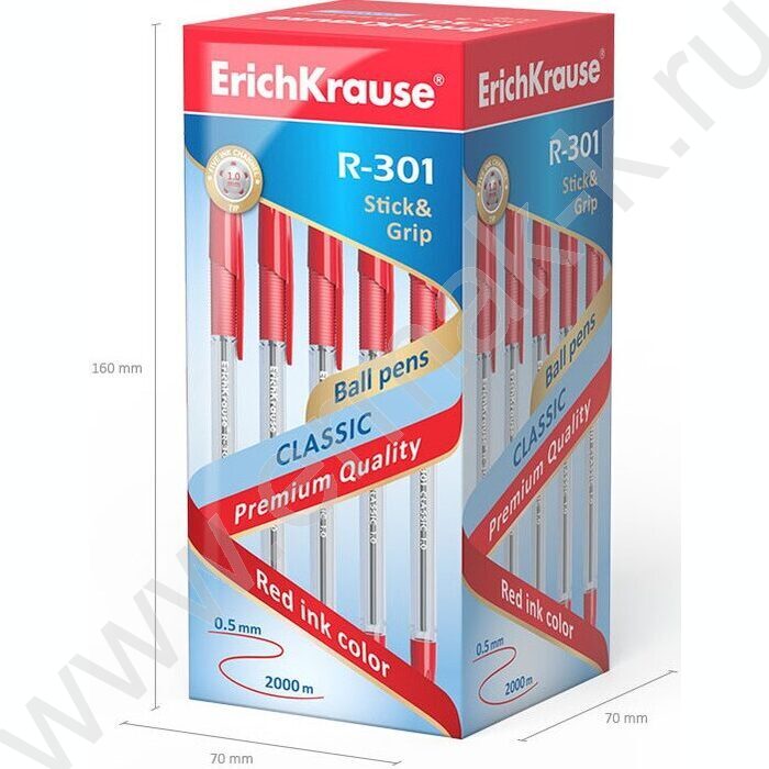 Ручка шар R-301 Stick&Grip Classic красная  1,0мм с резин.держателем | Фото 5