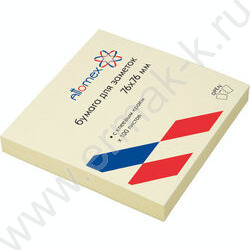 Бумага д/записей  76*76мм / 80л жёлтая с липким краем | Фото 1