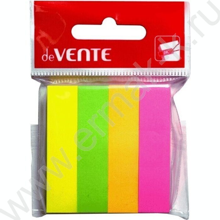 Набор самокл. этикеток-закладок 12*50мм /100л*4цв неон пл.блистер европодвес | Фото 1