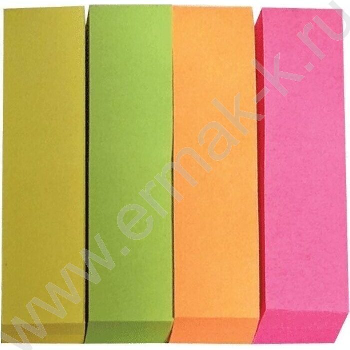 Набор самокл. этикеток-закладок 12*50мм /100л*4цв неон пл.блистер европодвес | Фото 2