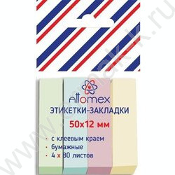 Набор самокл. этикеток-закладок 12*50мм /80л*4цв пастель пл.блистер европодвес | Фото 1