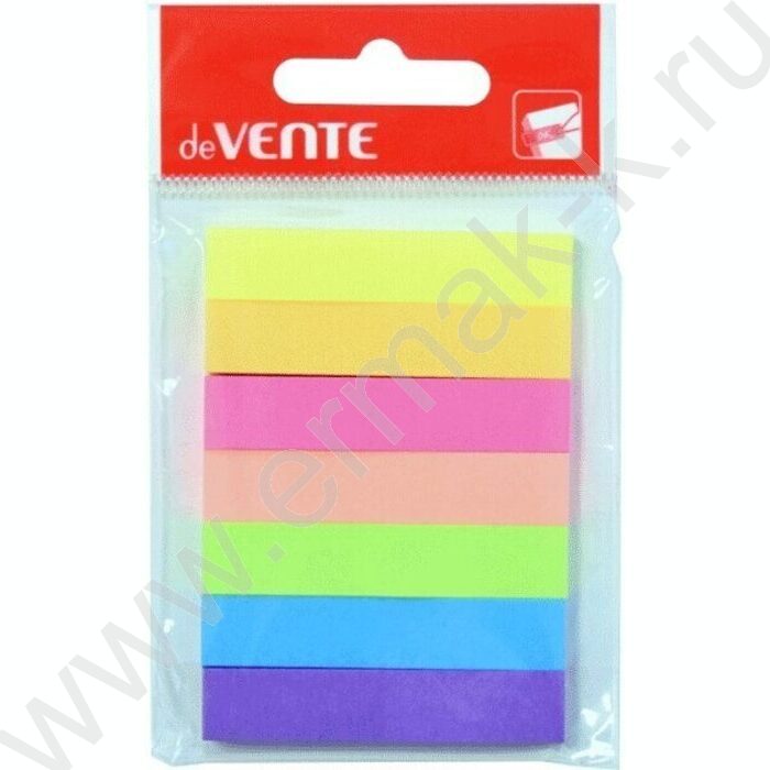 Набор самокл. этикеток-закладок 10*50мм/40л*7цв неон пл.блистер европодвес | Фото 1