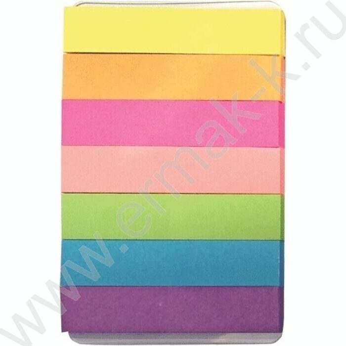 Набор самокл. этикеток-закладок 10*50мм/40л*7цв неон пл.блистер европодвес | Фото 2