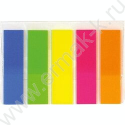 Набор самокл. этикеток-закладок 12*45мм /25л*5цв неон пластик полупр. пл.блистер европодвес | Фото 2