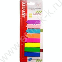 Набор самокл. этикеток-закладок 12*45мм /25л*8цв неон пластик полупр. /4*25 стреки,4*25 прямоуго | Фото 1