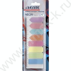 Набор самокл. этикеток-закладок 12*45мм /25л*8цв неон пластик полупр. /4*25 стреки,4*25 прямоуго | Фото 2