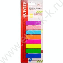 Набор самокл. этикеток-закладок 12*45мм /25л*8цв неон пластик полупр. в картонном блистере | Фото 1